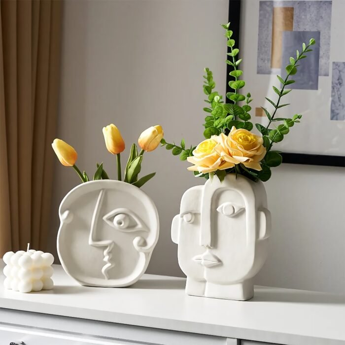 Creative Nordic Ceramic Face Vase - Image 3