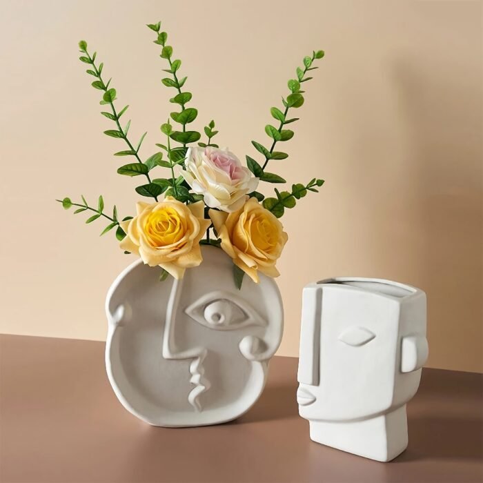 Creative Nordic Ceramic Face Vase - Image 4