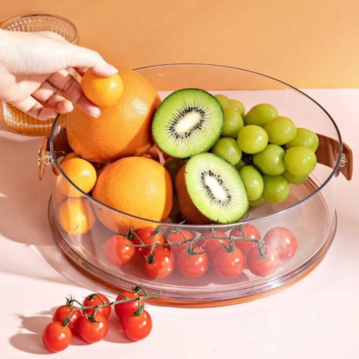 Round Clear Divided Serving Tray with Lid & Handle - Image 3