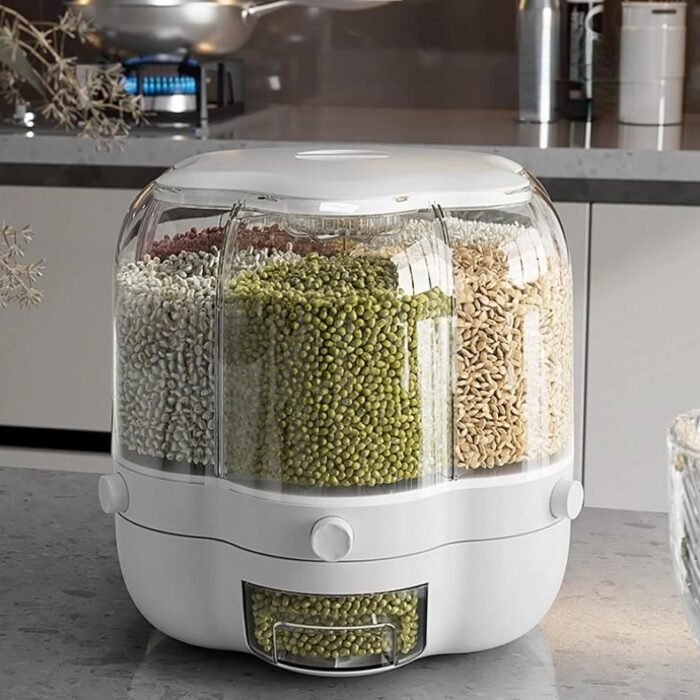 Modern 6-Grid Sealed Cereal & Grain Dispenser