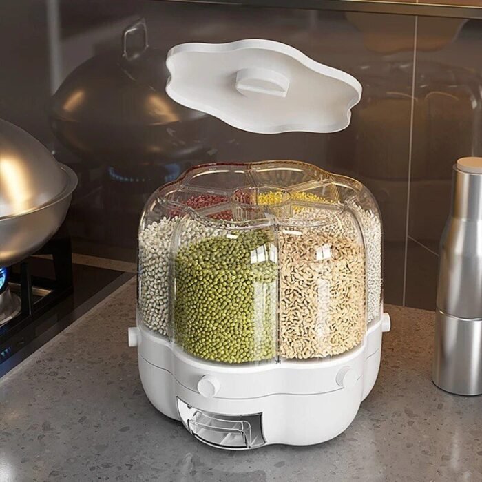 Modern 6-Grid Sealed Cereal & Grain Dispenser - Image 2