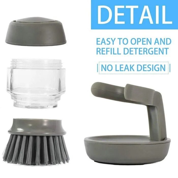 Eco-Friendly Kitchen Scrub Brush with Soap Dispenser and Holder - Image 3