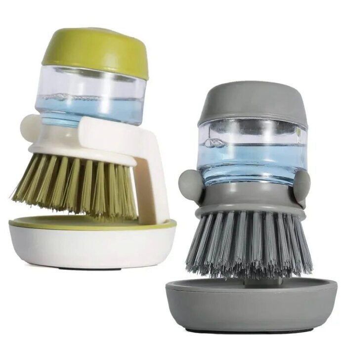 Eco-Friendly Kitchen Scrub Brush with Soap Dispenser and Holder - Image 2