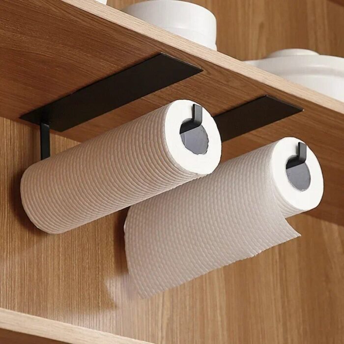 Kitchen Carbon Steel Paper Towel & Wrap Organizer Rack - Image 4